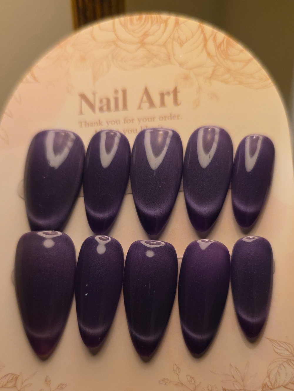 Purple Magnetic Press-On Nails - Elegant Deep Purple Set Size Large